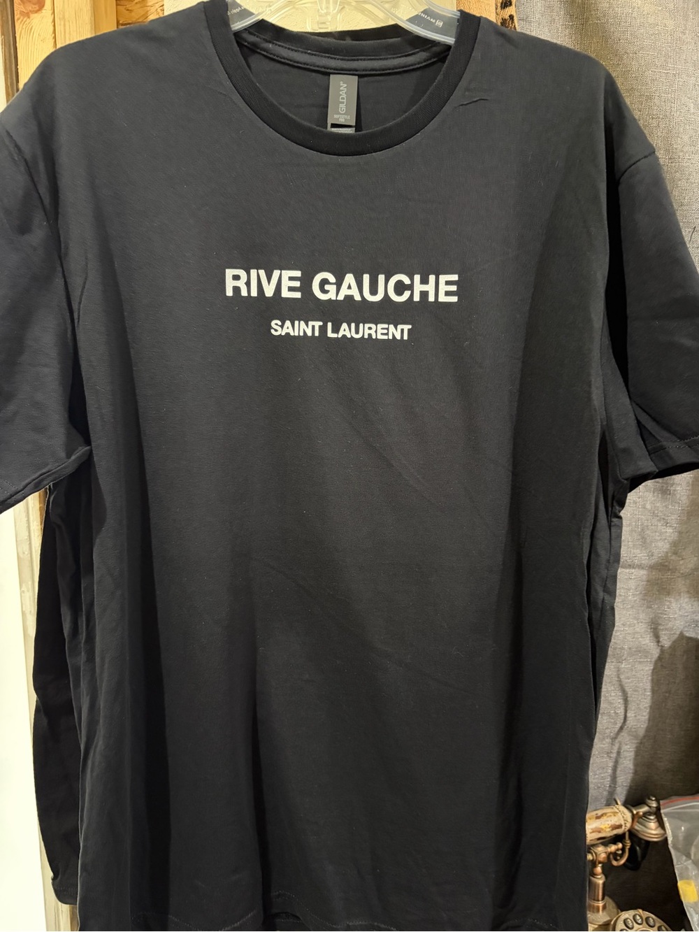 Black Tee with White 'Rive Gauche' Logo